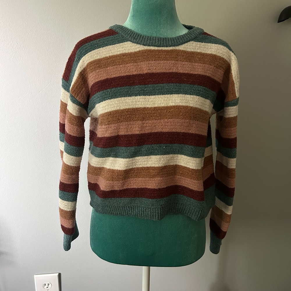 Dry Goods Green and Brown Crew Neck Sweater
